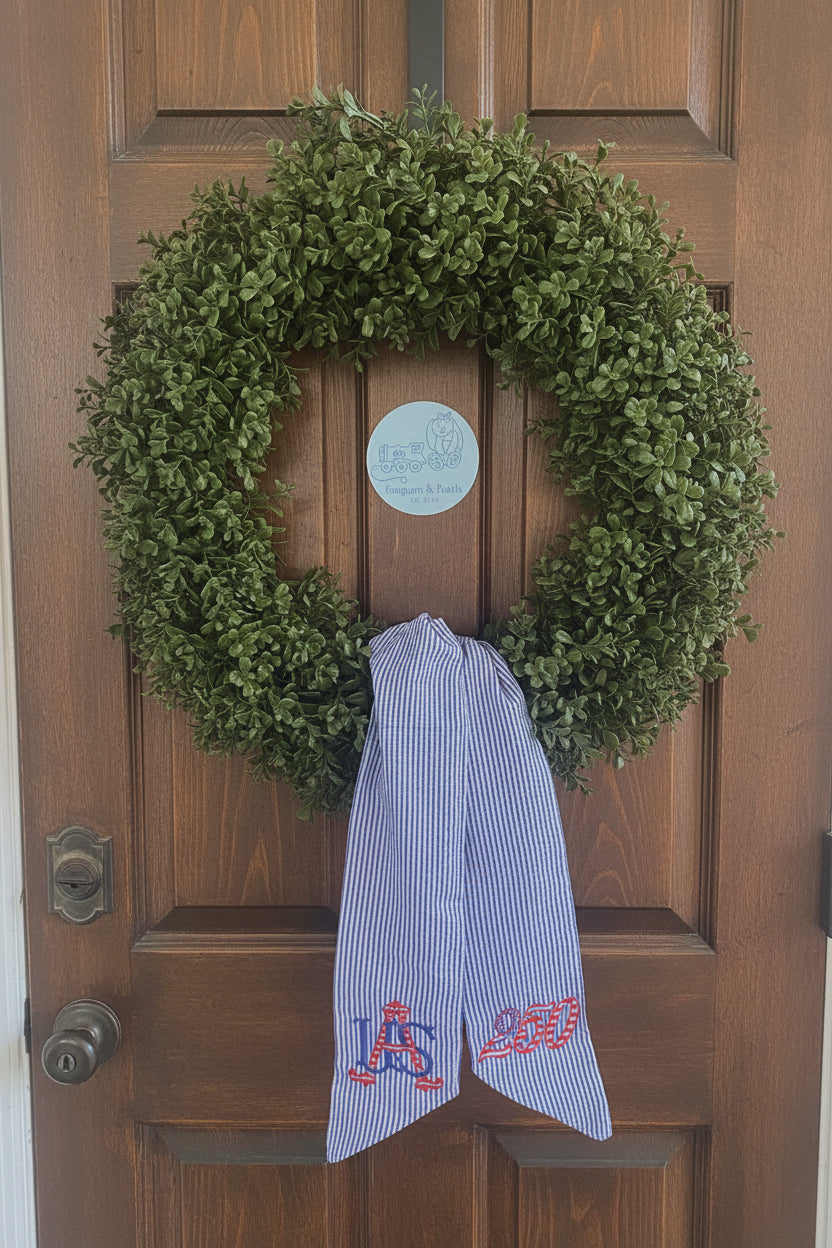 Embroidered 4th of July Wreath Sash