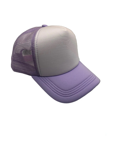 lavendar and white mesh trucker hat