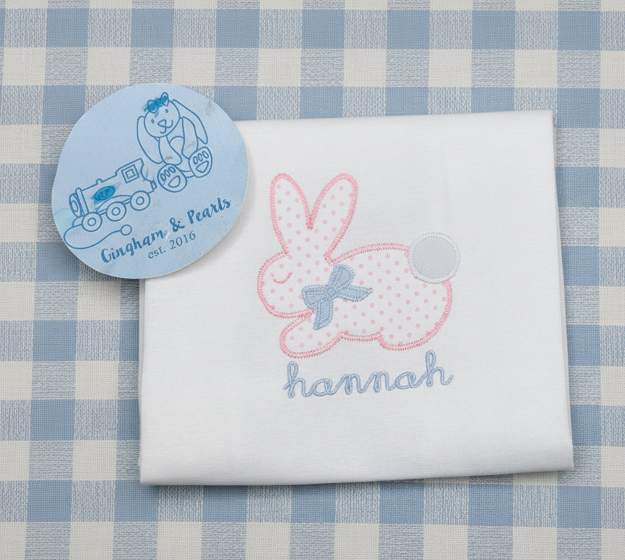 Girls appliqué bunny with bow shirt