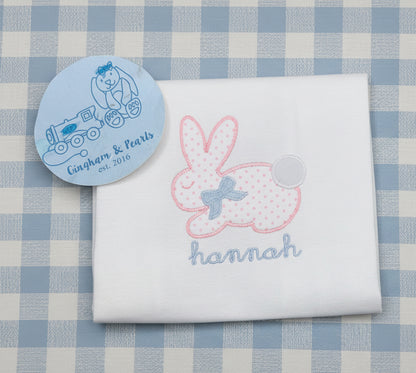 Girls appliqué bunny with bow shirt