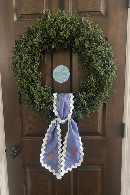 Embroidered 4th of July Wreath Sash with Dog