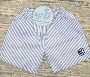 Monogrammed Seersucker shorts