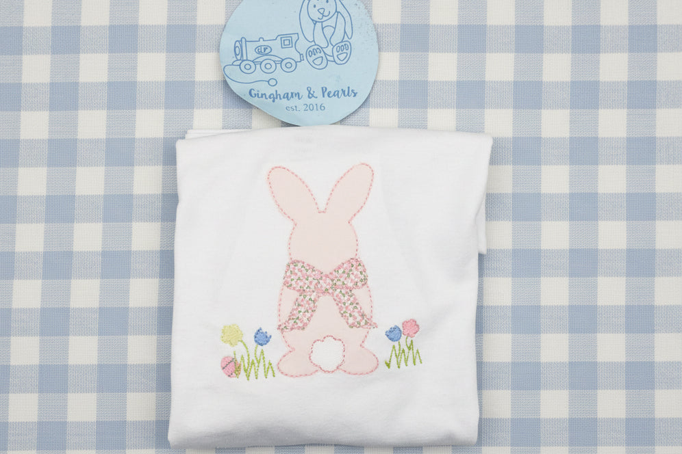 Girl appliqué bunny and flower shirt