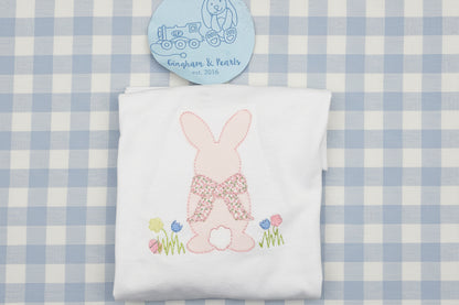 Girl appliqué bunny and flower shirt