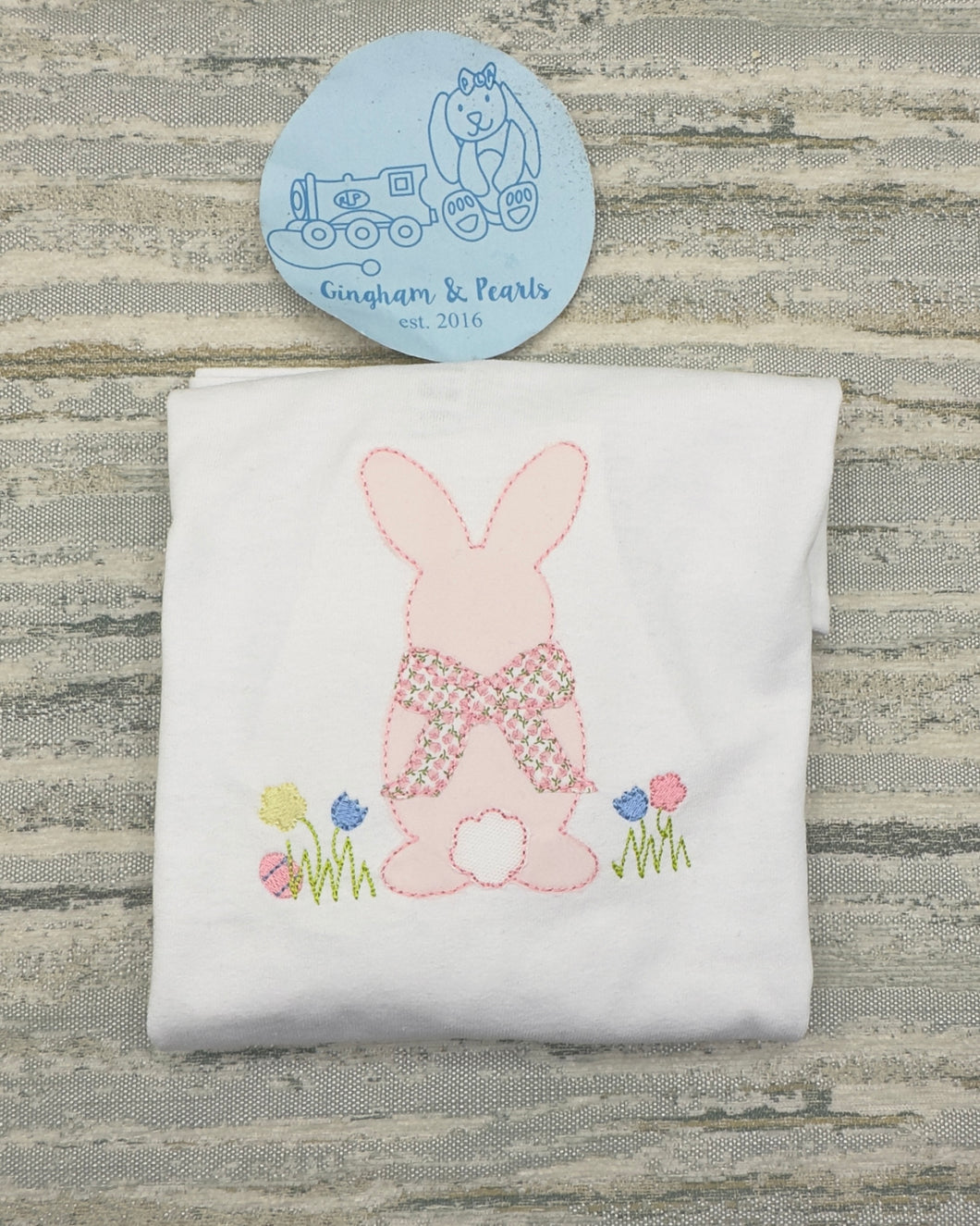 Girl appliqué bunny and flower shirt