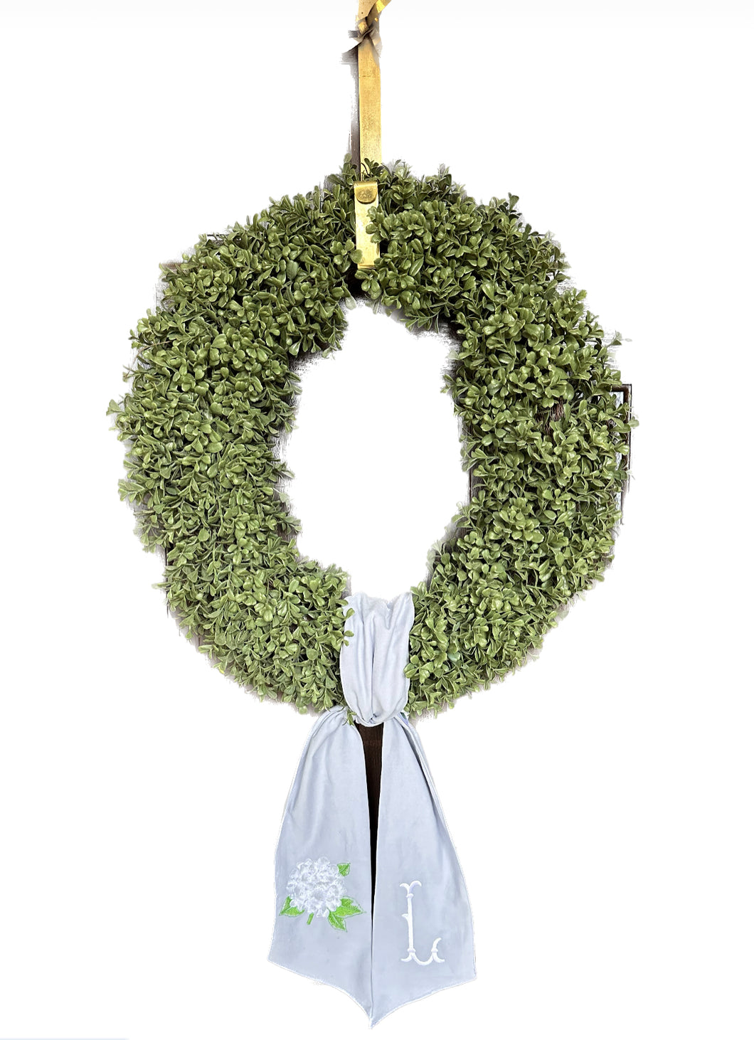Monogrammed Hydrangea Wreath Sash