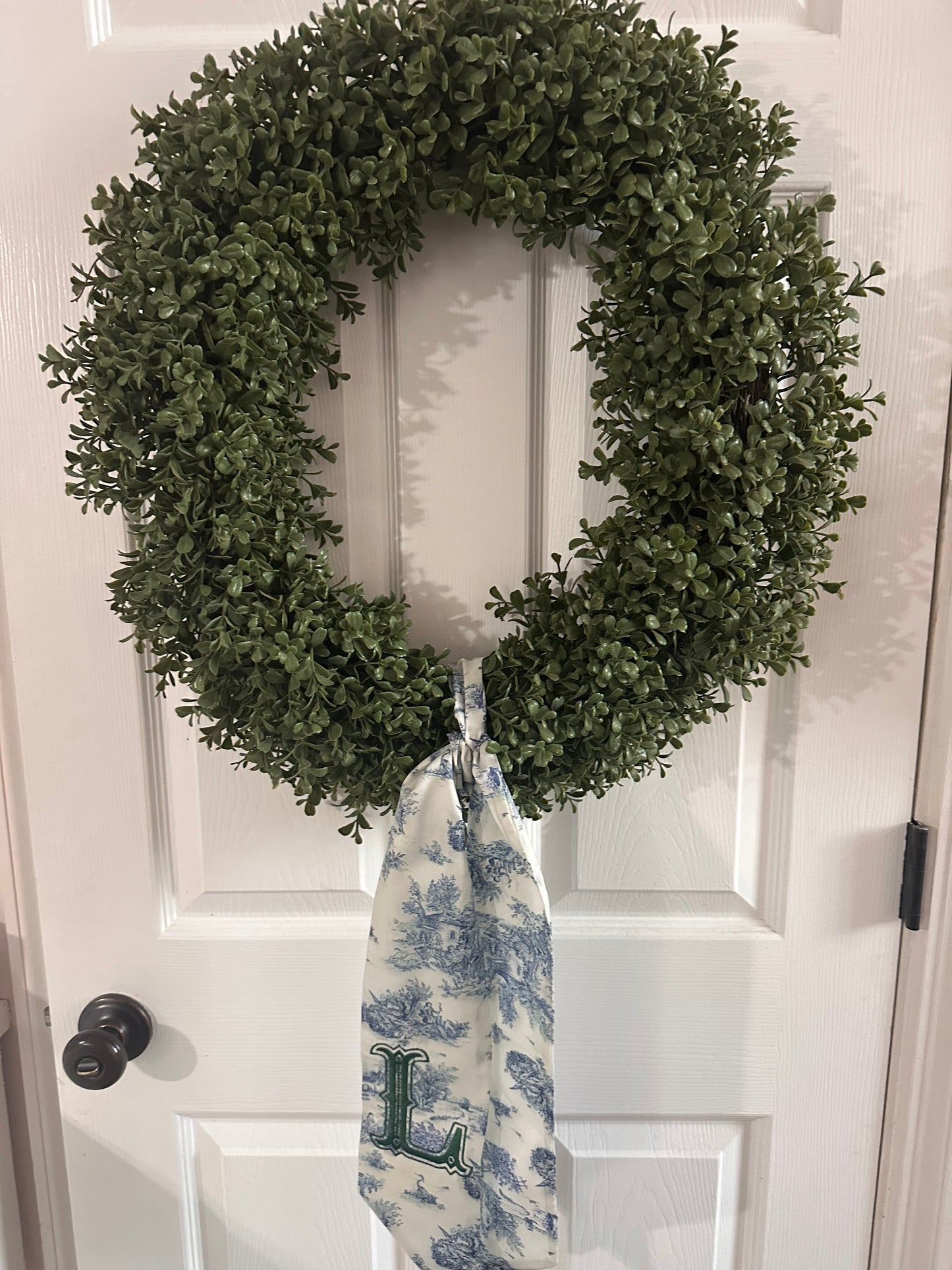 Personalized Blue toile Wreath Sash