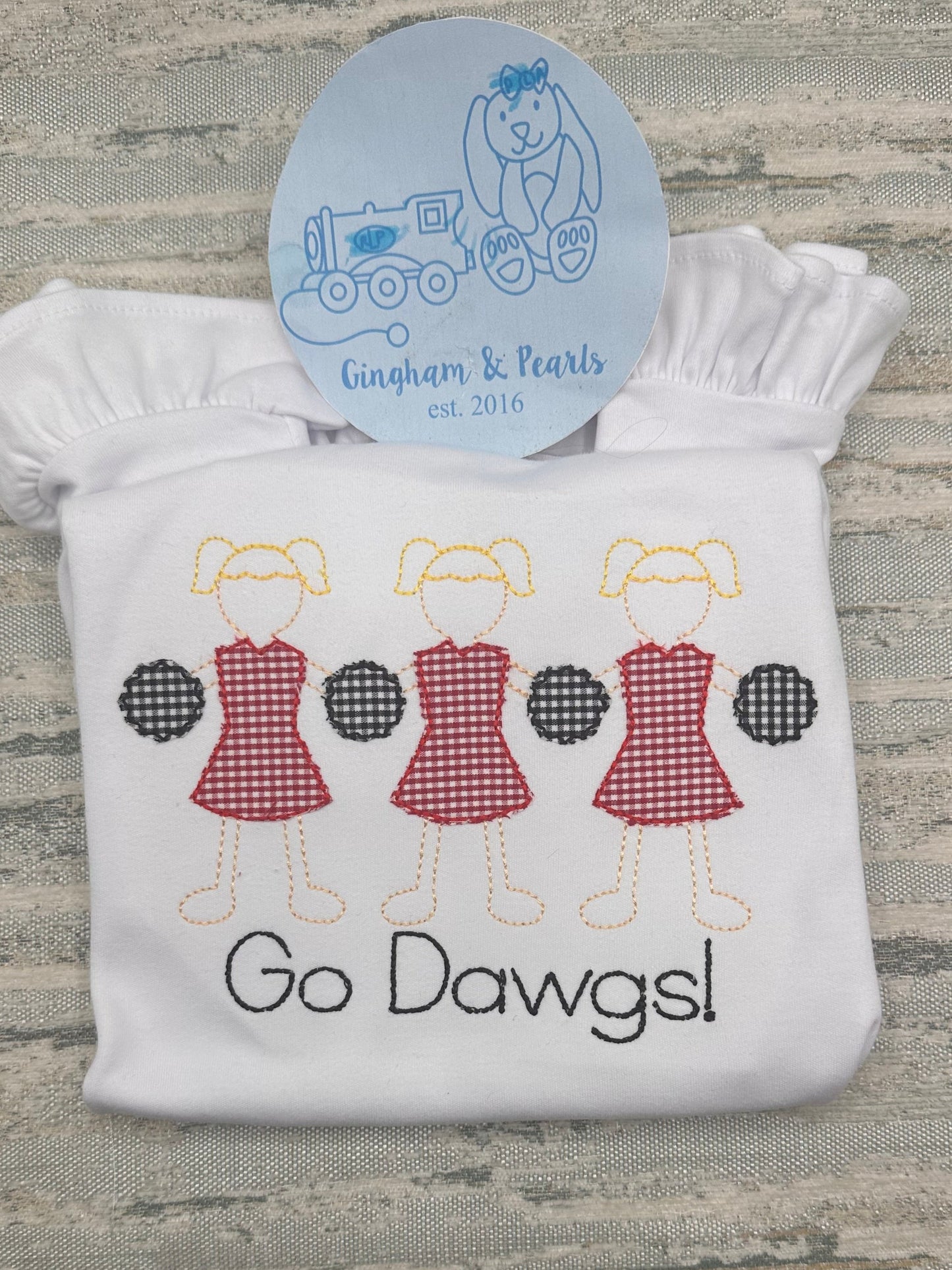 Game Day Ready: Girls Gingham Appliqué Cheerleader Shirt