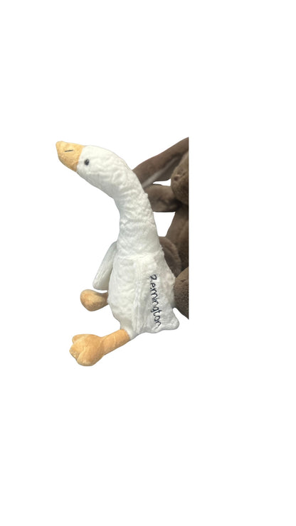 Personalized White Goose Plush Stuffie with Embroidered Name