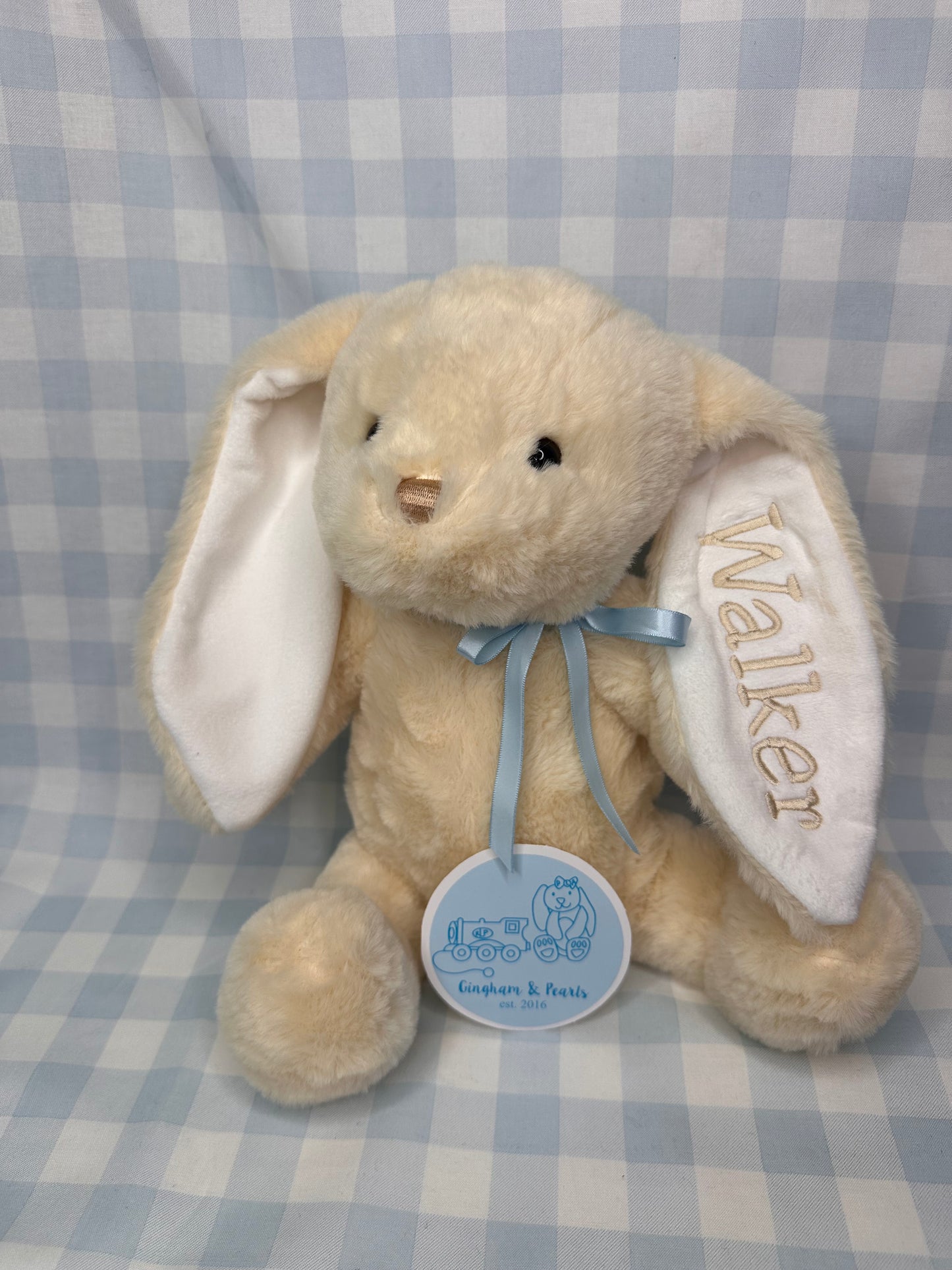 Personalized Bunny Plush Stuffie with Embroidered Name