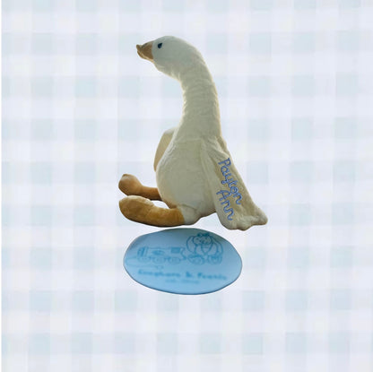 Personalized White Goose Plush Stuffie with Embroidered Name