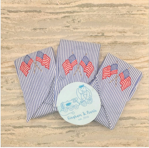 Blue and White Seersucker Flag Wreath Sash