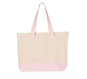 Personalized Canvas Zipper Tote with Pink Trim-DePass