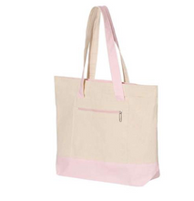 Load image into Gallery viewer, Personalized Canvas Zipper Tote with Pink Trim-DePass
