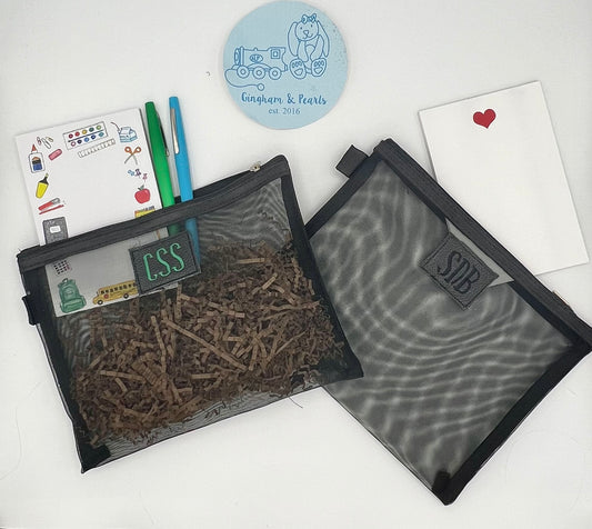 Personalized Monogrammed Transparent Mesh Pouch