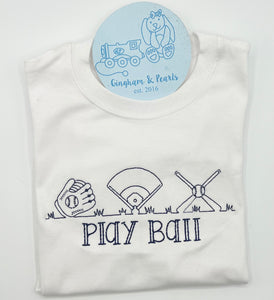 Boys Baseball Tee featuring a Baseball Diamond, Glove, and Baseball Bat