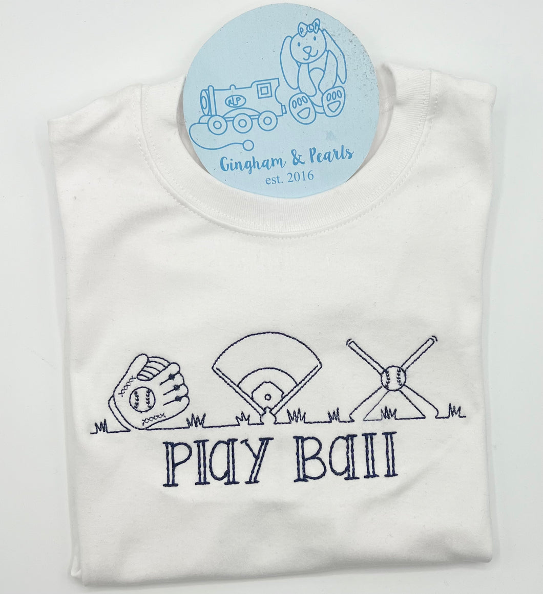 Boys Baseball Tee featuring a Baseball Diamond, Glove, and Baseball Bat