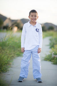 Boys Light Blue Gingham Pants