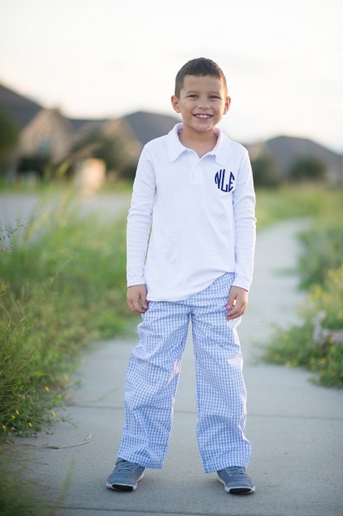 Boys Light Blue Gingham Pants