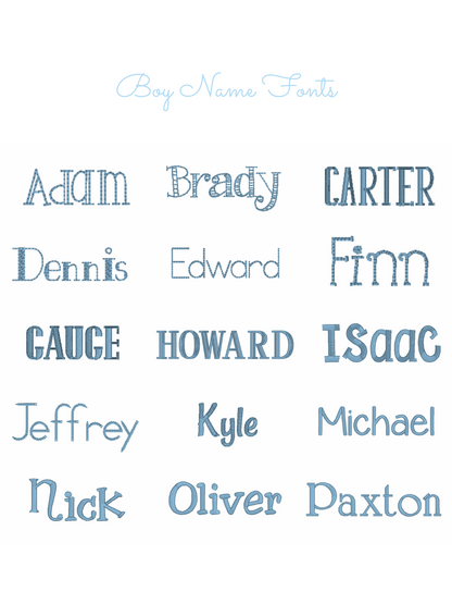 Custom Name Embroidery Fonts: Boy Name Fonts
