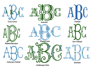 Fishtail Monogram Fonts – Gingham and Pearls